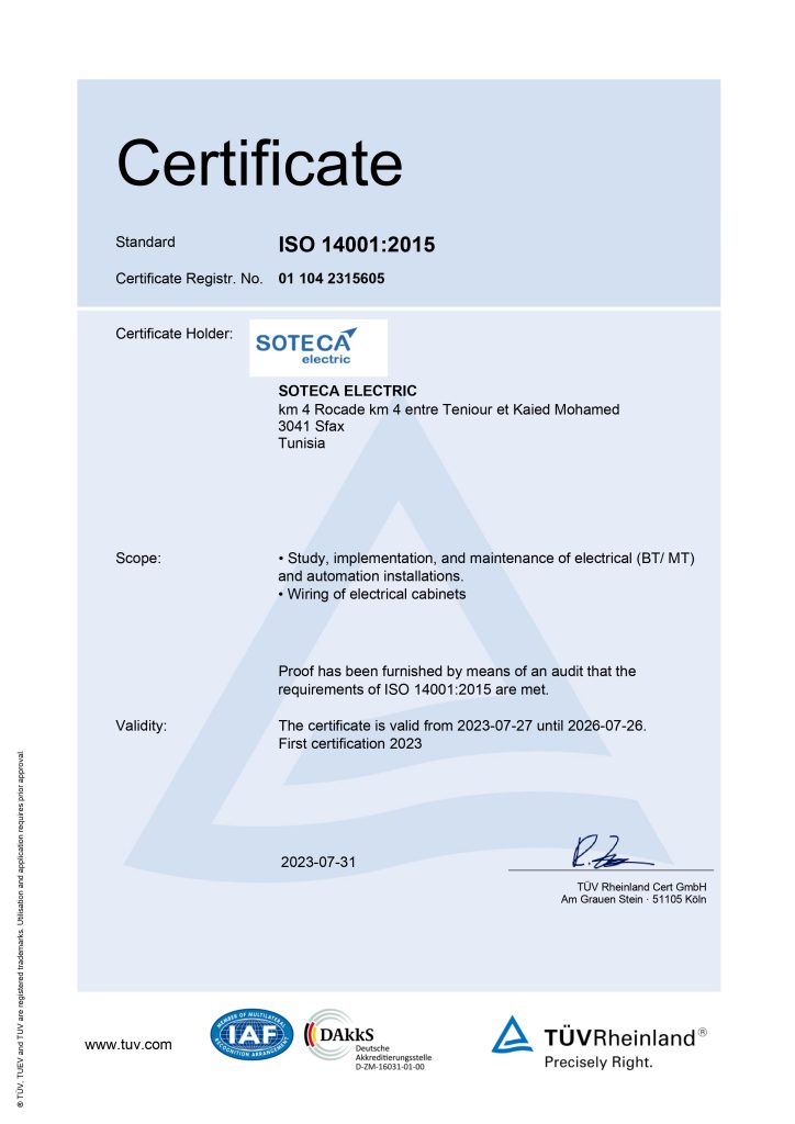 ISO 14001-2015 Certificate